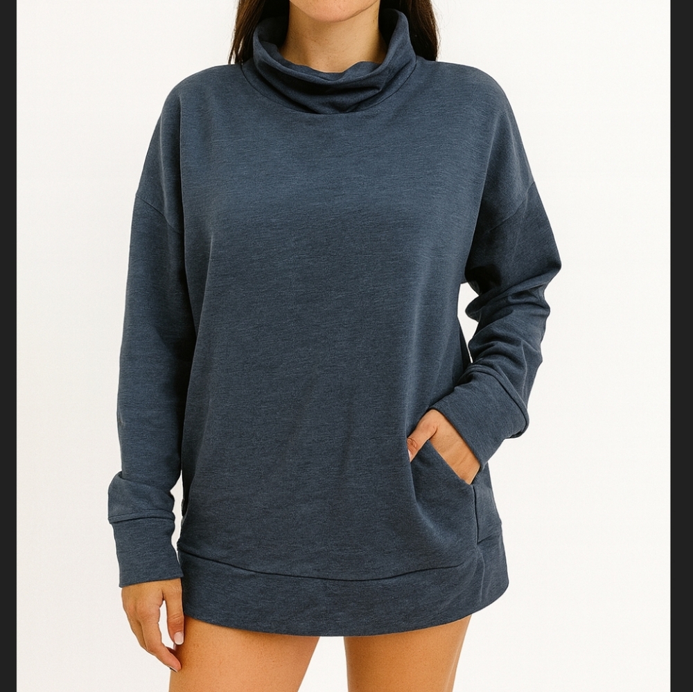Sweaty Betty Navy Blue Mock Neck Sweatshirt